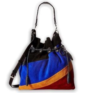 PATRICIA NASH CAFFARELLI PURSE ITALIAN LEATHER & SUEDE CROSSBODY HOBO